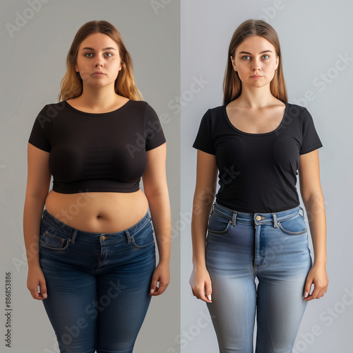 Before and after success weight loss transformation