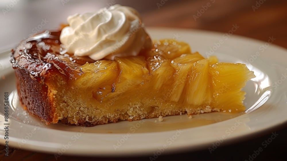 pineapple upside-down cake, enjoy a slice of pineapple upside-down cake topped with whipped cream, a timeless and delightful fruit dessert that always satisfies pineapple upside-down cake, enjoy a slice of pineapple upside-down cake topped with whipped cream, a timeless and delightful fruit dessert that always satisfies