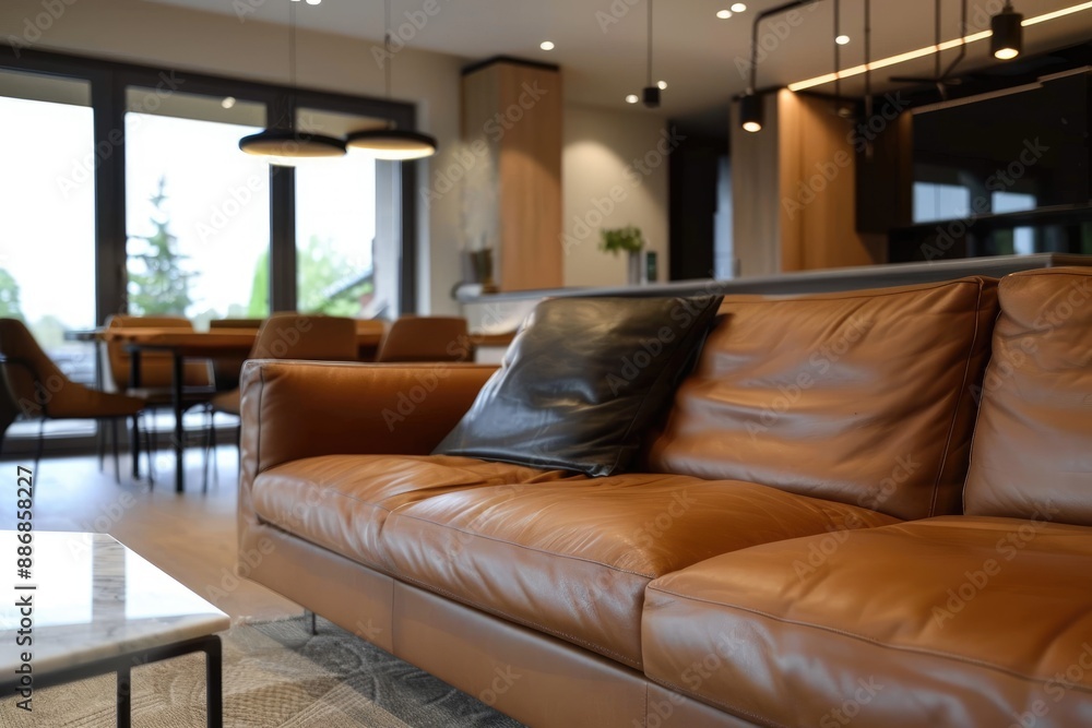 Luxurious Leather Sofa in Modern Living Room Luxurious Leather Sofa in Modern Living Room