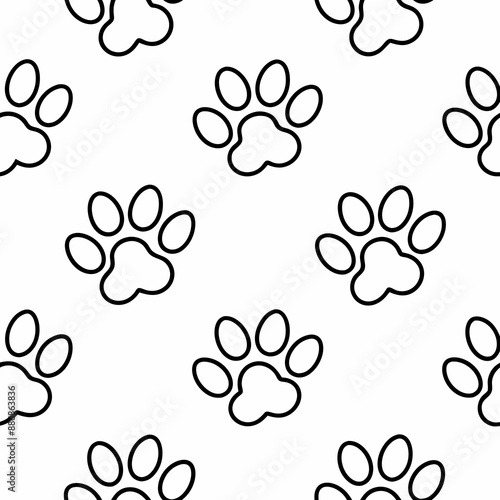 Charming Paw Print Seamless Patter Animal Footprint Vector Illustration for All Projects photo