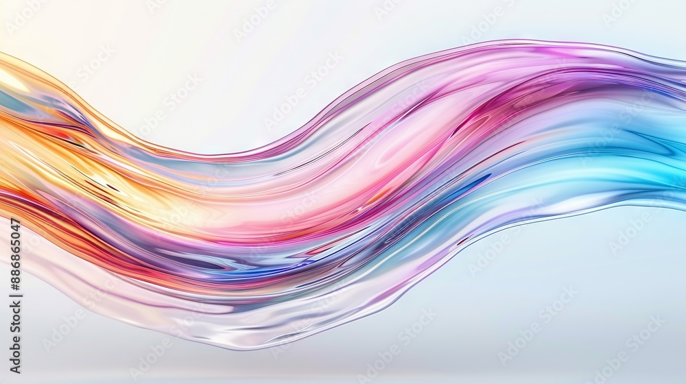 A colorful wave of flowing hair against a light blue background and a clear blue sky A colorful wave of flowing hair against a light blue background and a clear blue sky
