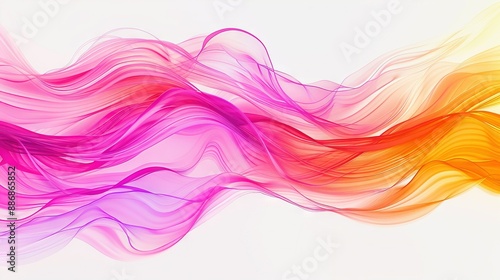  A colorful wave of smoke on a white background against a light blue sky