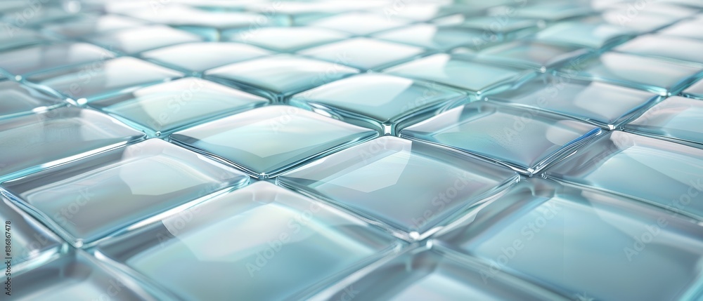 A close up of a blue tile floor with a clear, reflective surface A close up of a blue tile floor with a clear, reflective surface