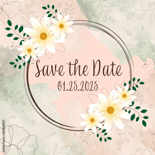 SAVE THE DATE - WHITE LINE FLOWERS