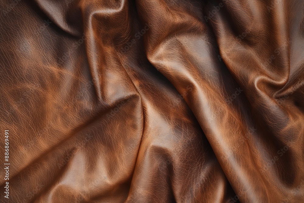 Dark brown leather fabric texture close-up. Slightly wrinkled and curled edges. Smooth surface with blurred background. Ideal for design, fashion, and lifestyle projects. Dark brown leather fabric texture close-up. Slightly wrinkled and curled edges. Smooth surface with blurred background. Ideal for design, fashion, and lifestyle projects.