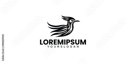 Silhouette Style road runner Bird Logo Elegant and Customizable Design