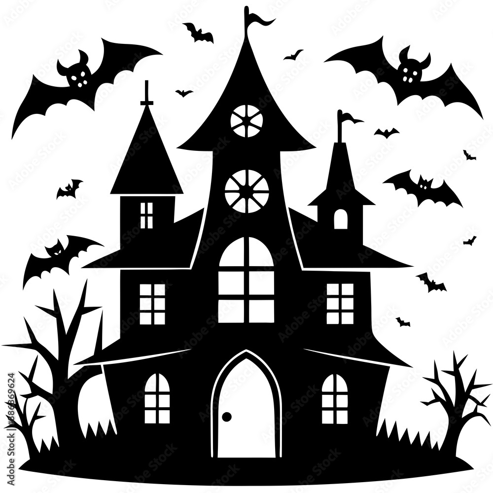 haunted Halloween house vector silhouette haunted Halloween house vector silhouette