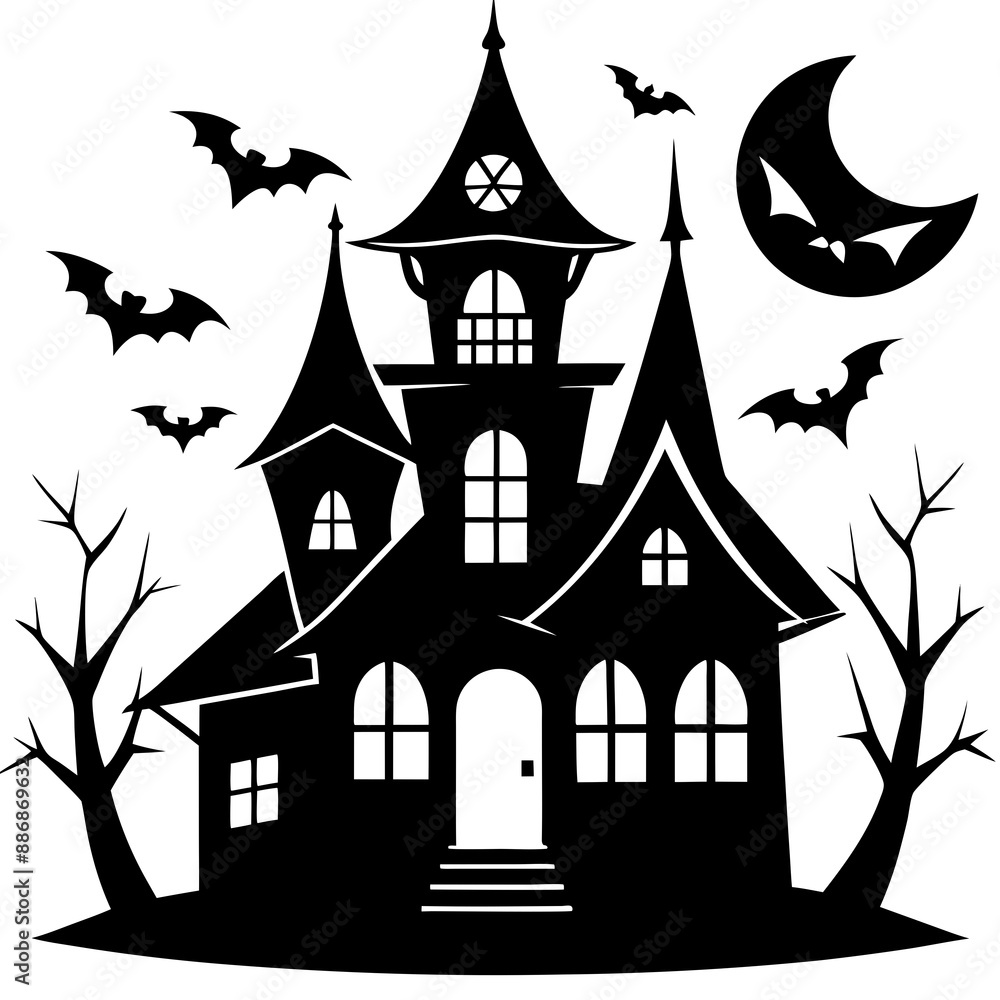 haunted Halloween house vector silhouette haunted Halloween house vector silhouette