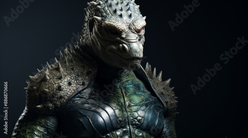 A reptilian superhero stands, ready to fight
