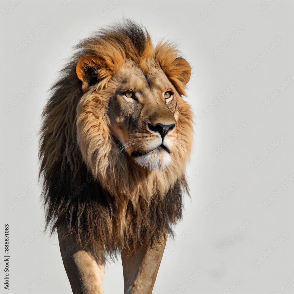 Male adult Lion, isolated on white