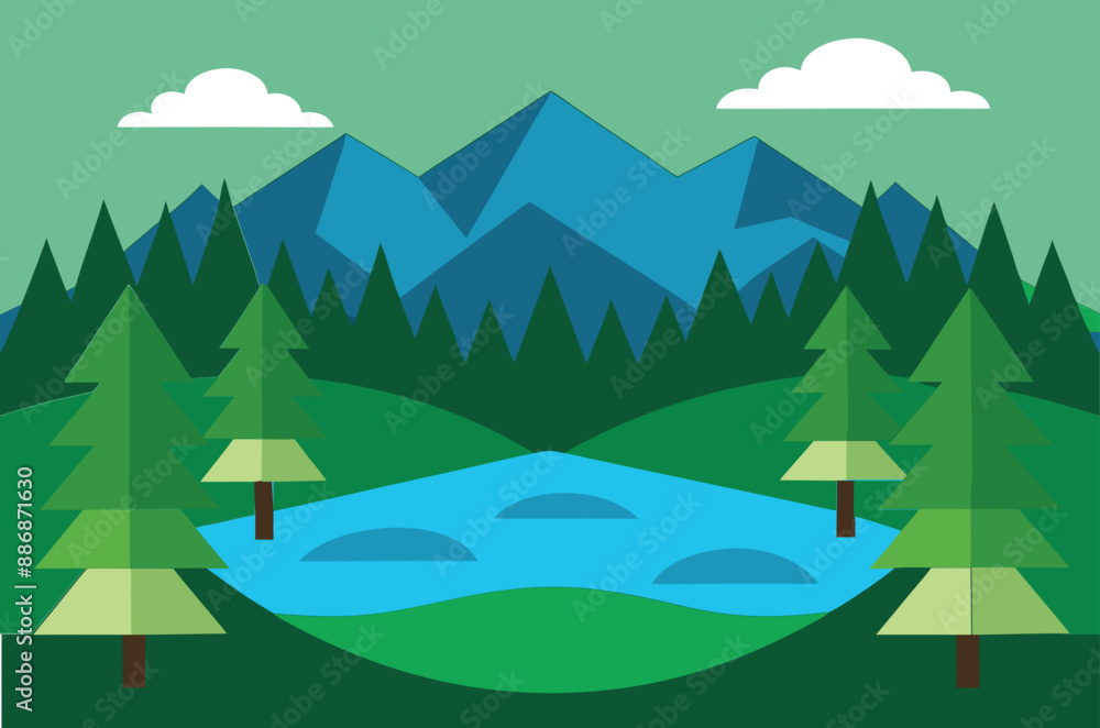 lake in the forest vector illustration lake in the forest vector illustration