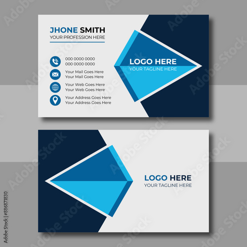 Unique professional corporate business card template. business card design for business and personal use. print ready, vector illustration design, horizontal layout, easy to edit