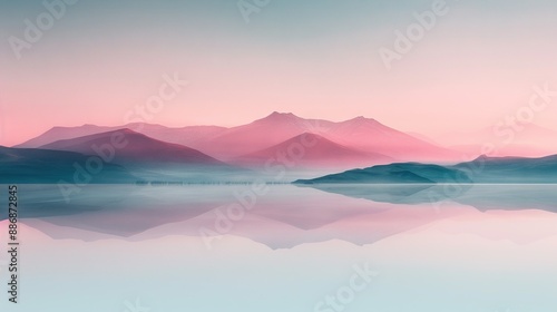 Wallpaper Mural   A vast expanse of water with towering mountains in the background and a vibrant blend of pink and blue skies overhead Torontodigital.ca