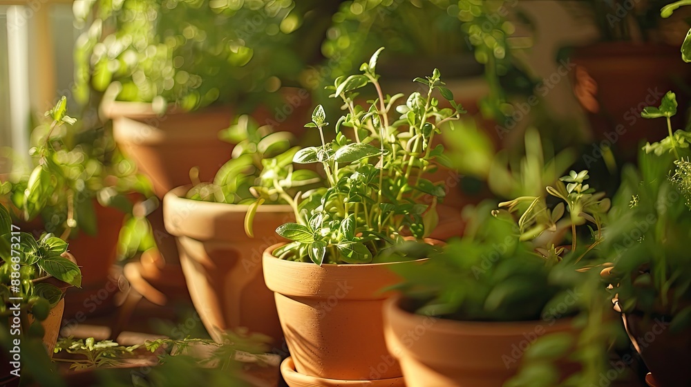 Herbs growing pot. Generative AI Herbs growing pot. Generative AI