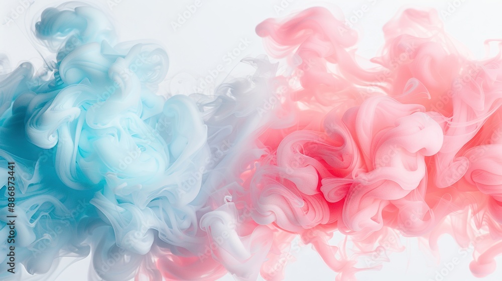 A rectangular blue and pink liquid is on a light blue and pink background A rectangular blue and pink liquid is on a light blue and pink background