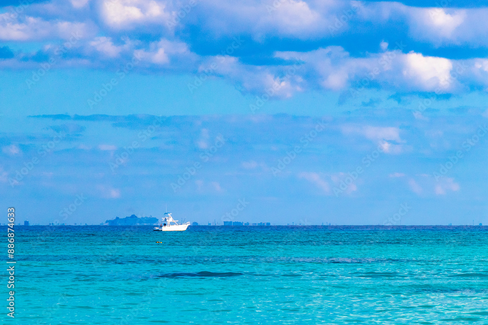 Tropical caribbean sea panorama view to Cozumel island cityscape Mexico. Tropical caribbean sea panorama view to Cozumel island cityscape Mexico.