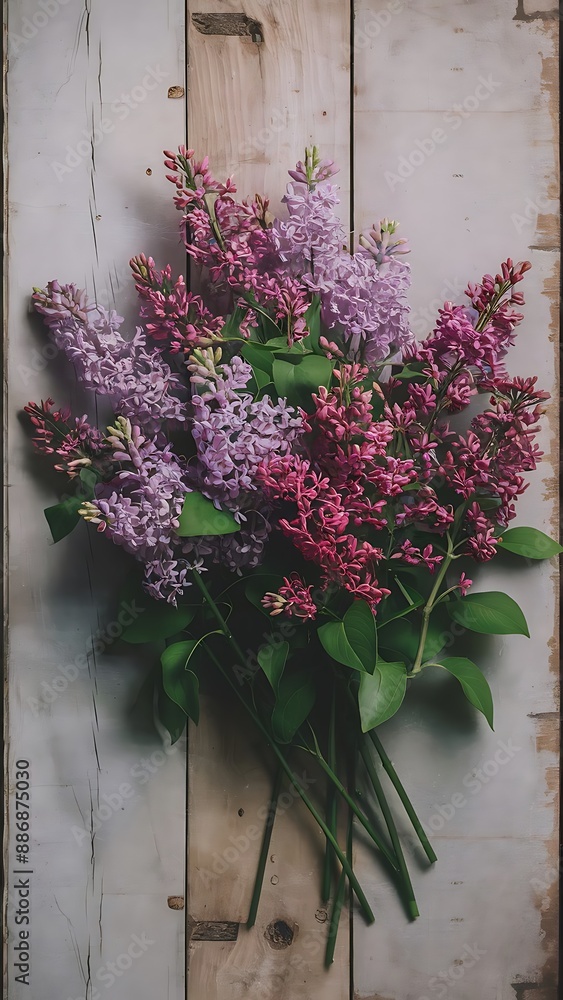 Fototapeta premium Bouquet of lilacs on wooden background