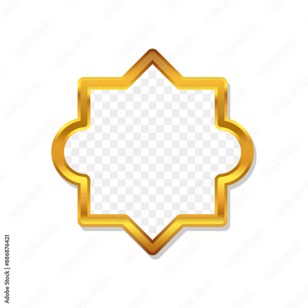 Realistic golden frames in arabic style isolated. Traditional islamic 3d shape. Ramadan kareem frames with transparent background Realistic golden frames in arabic style isolated. Traditional islamic 3d shape. Ramadan kareem frames with transparent background