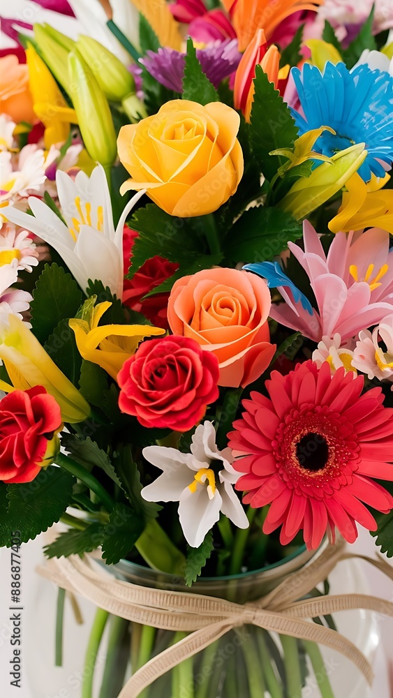 Plastic floral bouquet of different flowers artificial Plastic floral bouquet of different flowers artificial