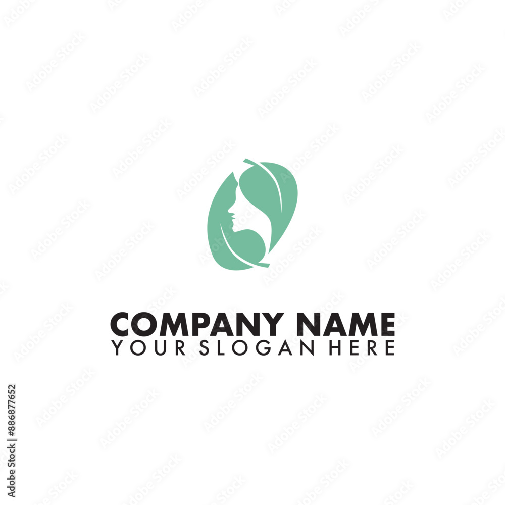 Woman face and leaf logo on isolated background. Woman face and leaf logo on isolated background.