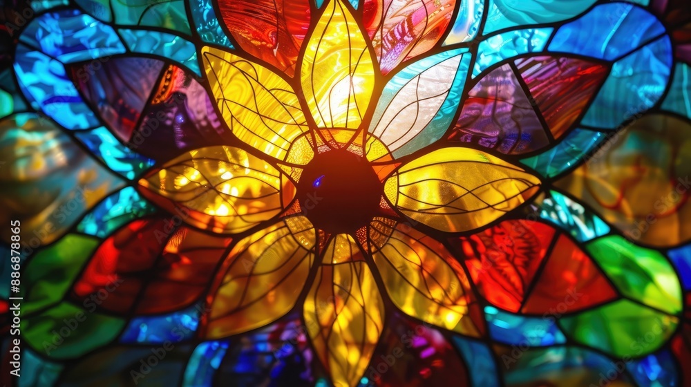 Naklejka premium Flower shaped Stained Glass window