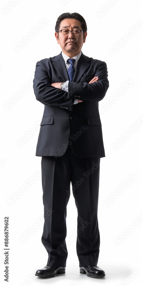 A handsome and successful mature businessman standing confidently in a full-length studio portrait, exuding elegance and professionalism. A handsome and successful mature businessman standing confidently in a full-length studio portrait, exuding elegance and professionalism.