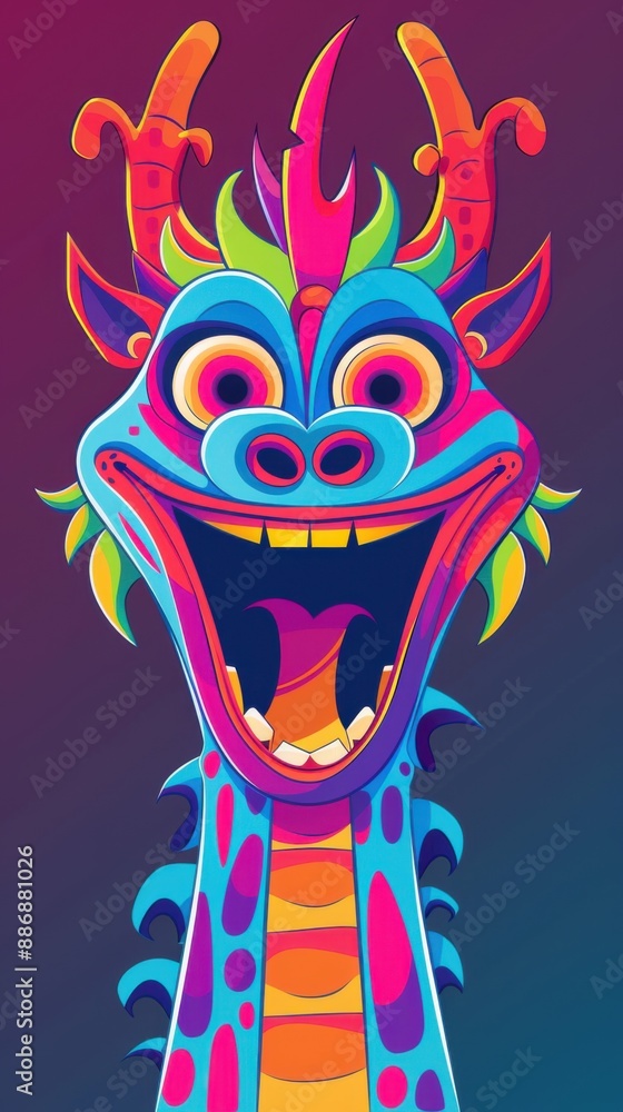 Stylized dragon with fiery and flowing design Stylized dragon with fiery and flowing design