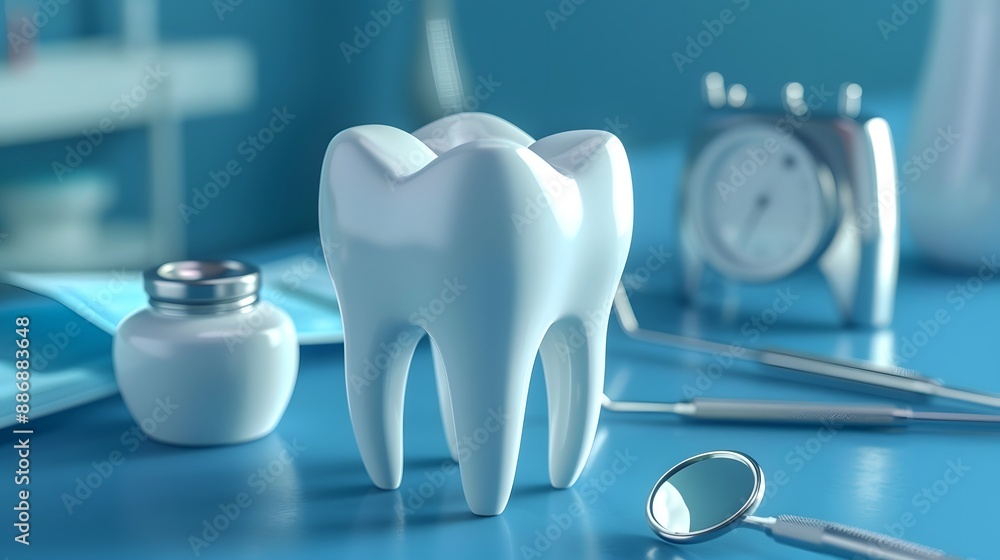 Dental Tools and Tooth Model in a Modern Clinic Setting Dental Tools and Tooth Model in a Modern Clinic Setting