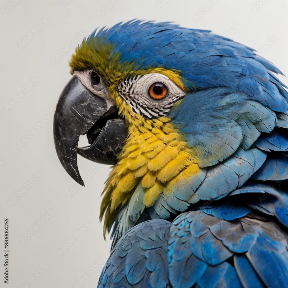 Obraz premium Blue Bird Hyacinth macaw parrot, isolated