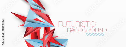 Minimal geometric abstract background. Low poly dynamic triangle design. Trendy techno business template for wallpaper, banner, background or landing