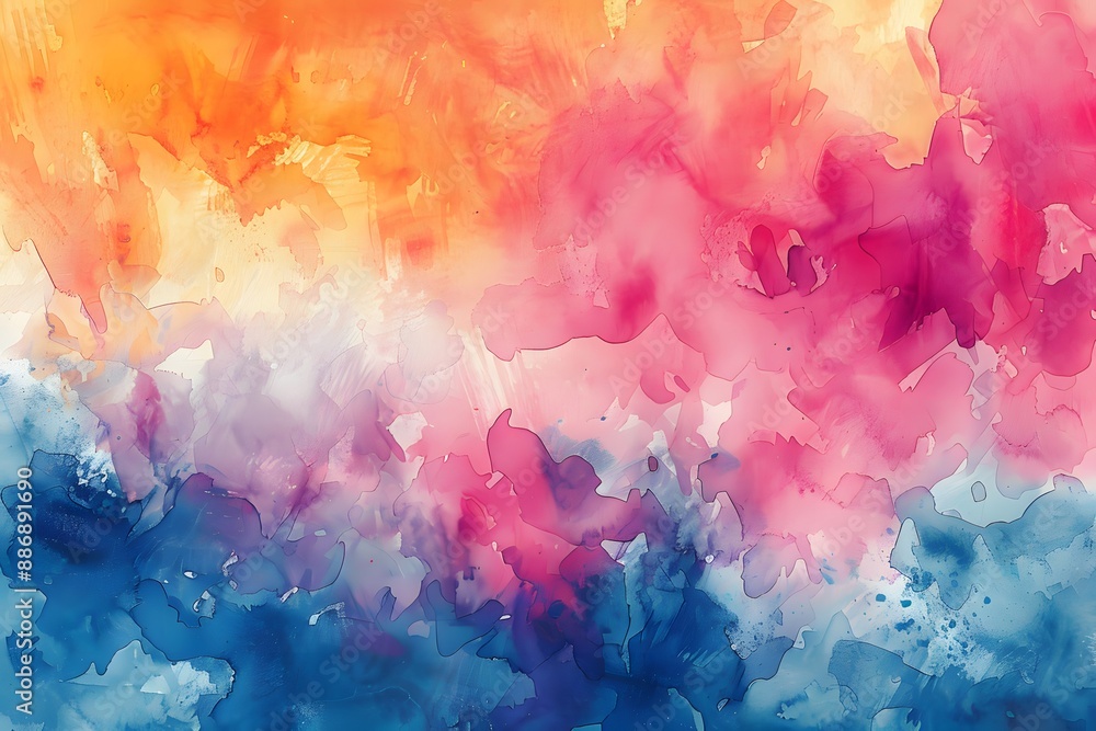 Fototapeta premium Vibrant Abstract Watercolor Painting with Warm and Cool Tones