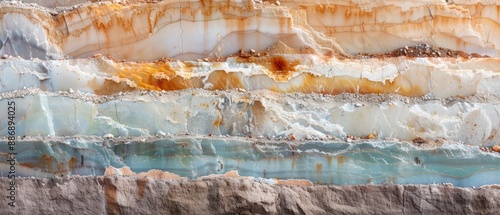 Layers of Minerals in a Vibrant Quarry Landscape