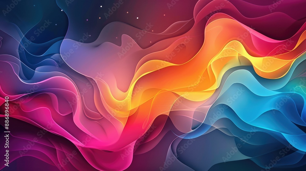 Fototapeta premium swirling iridescent waves shimmer with neon hues creating a mesmerizing holographic effect in motion for dynamic digital backgrounds