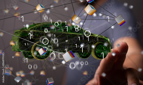 Autonomous car with HUD gra...