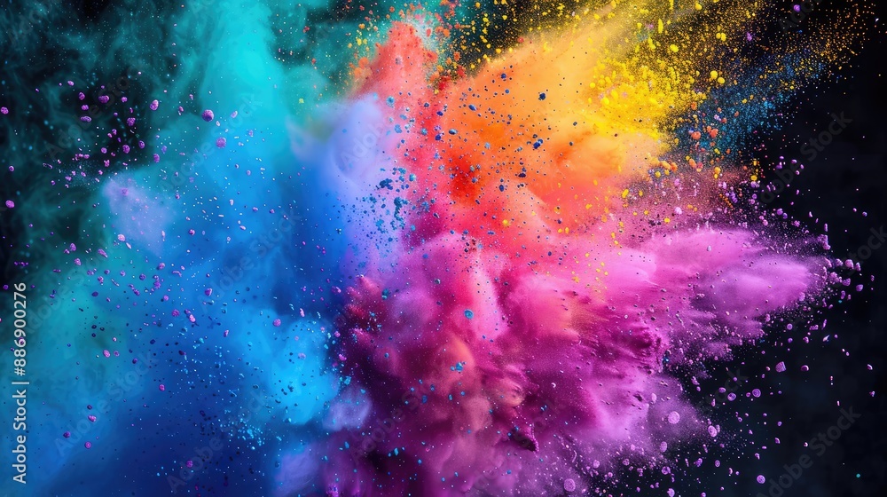 Fototapeta premium colorful rainbow holi paint splash with color powder explosion for a vibrant and playful visual effect