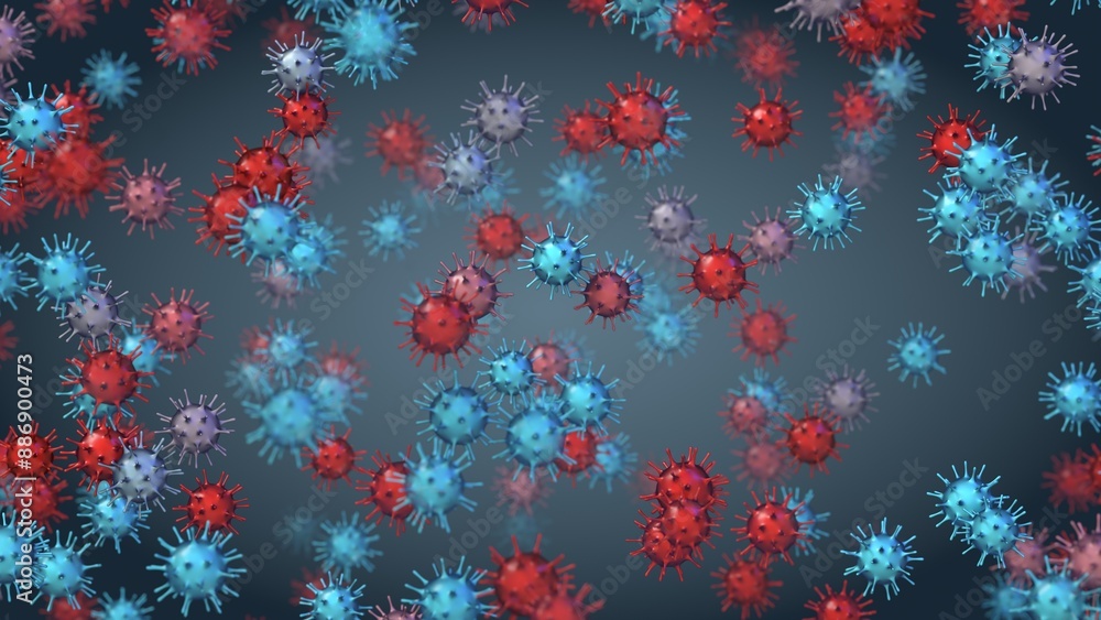 multiple virus background 3d representation of a pathogenic. Can be used to represent immunology, computer virus or an epidemic microorganism multiple virus background 3d representation of a pathogenic. Can be used to represent immunology, computer virus or an epidemic microorganism