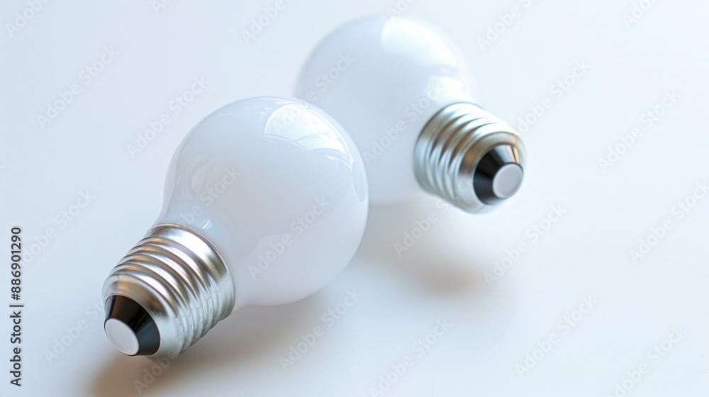 Two LED light bulbs photographed in closeup against a white background Two LED light bulbs photographed in closeup against a white background
