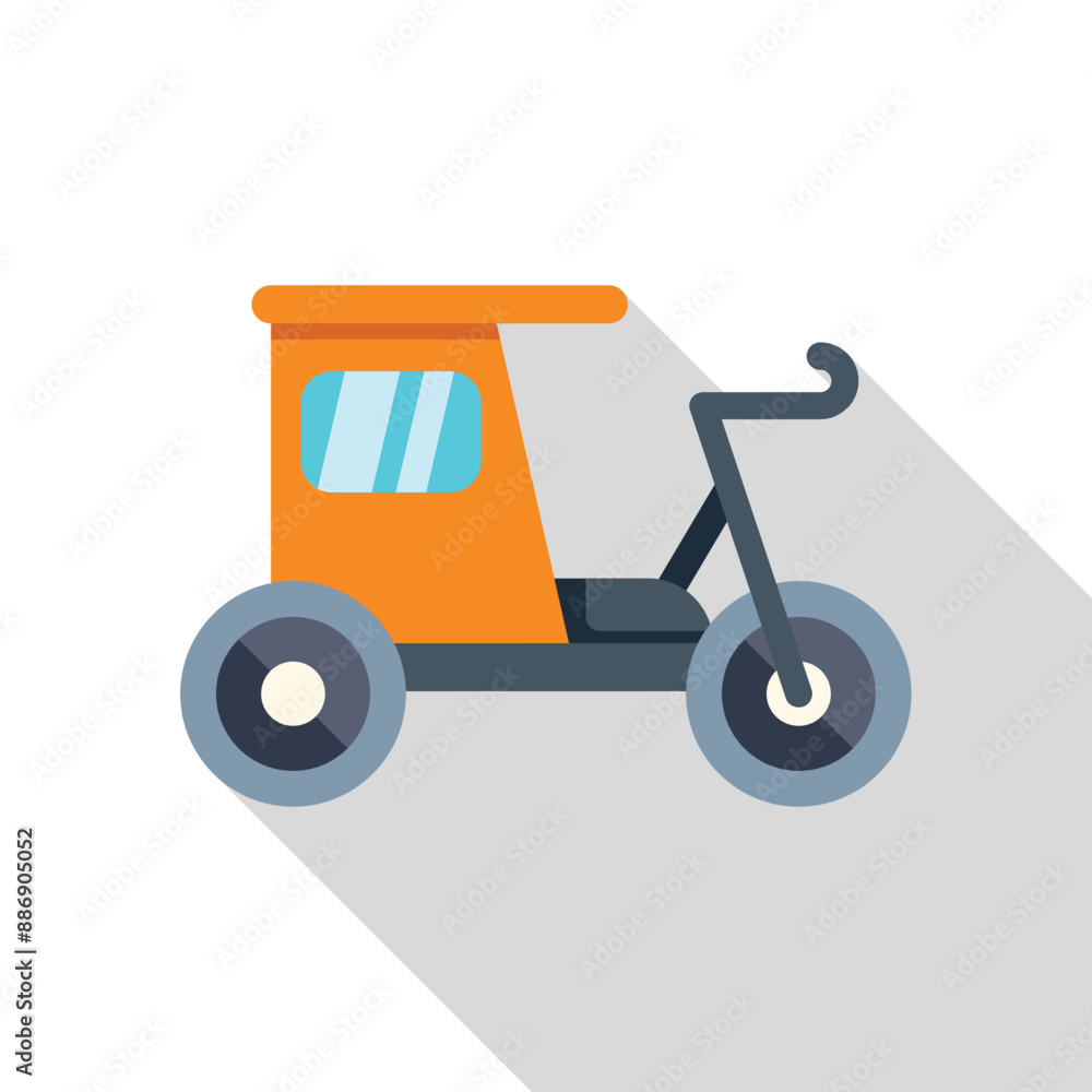 This icon depicts a cycle rickshaw, highlighting its role in providing eco friendly transportation within a city setting This icon depicts a cycle rickshaw, highlighting its role in providing eco friendly transportation within a city setting