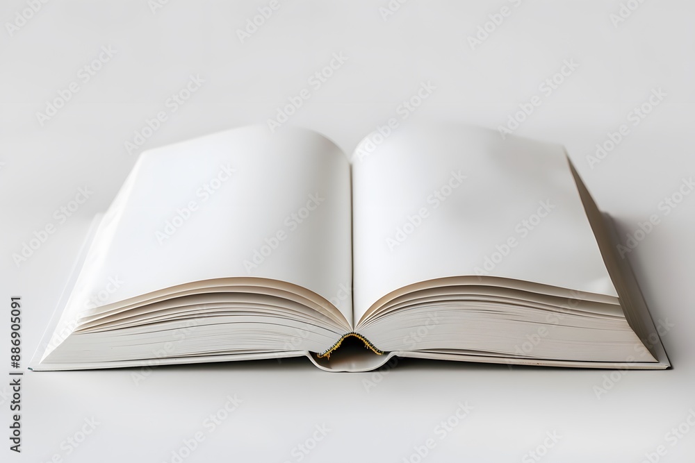 Open Blank Book with White Pages on a Light Background Open Blank Book with White Pages on a Light Background