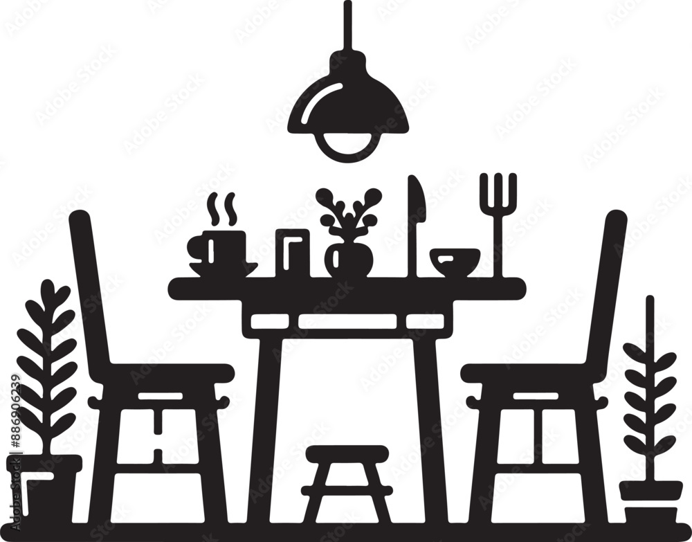 a table chair vector art illustration a table chair vector art illustration