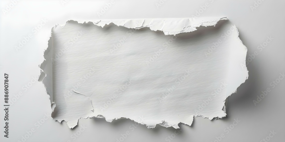 Fototapeta premium Realistic torn paper edges with cutout shadow effect for a ripped look. Concept Torn Paper Effect, Shadow Cutout, Realistic Texture, Ripped Paper Art