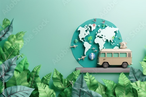 ustainable travel concept, eco-friendly journeys promoting green tourism practices. photo