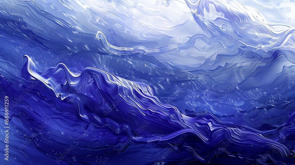Indigo waves rippling under a sky of soft periwinkle Indigo waves rippling under a sky of soft periwinkle