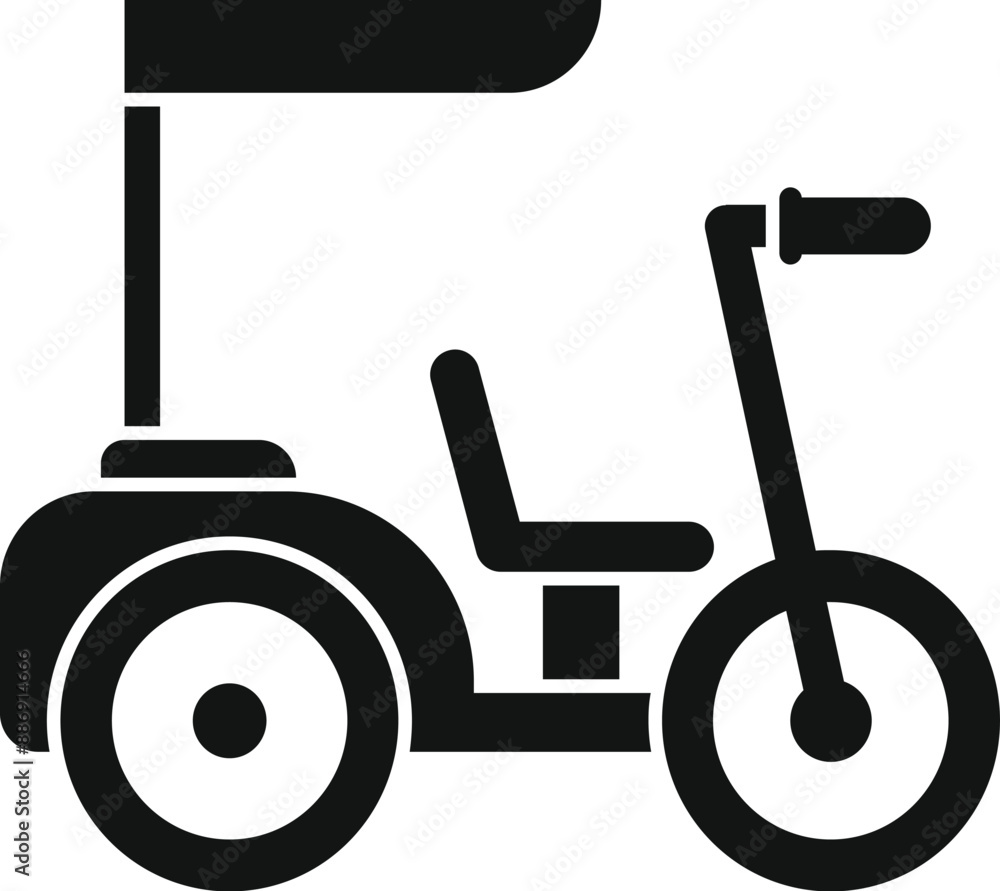 Simple icon of a golf cart waiting to be used to travel across the green