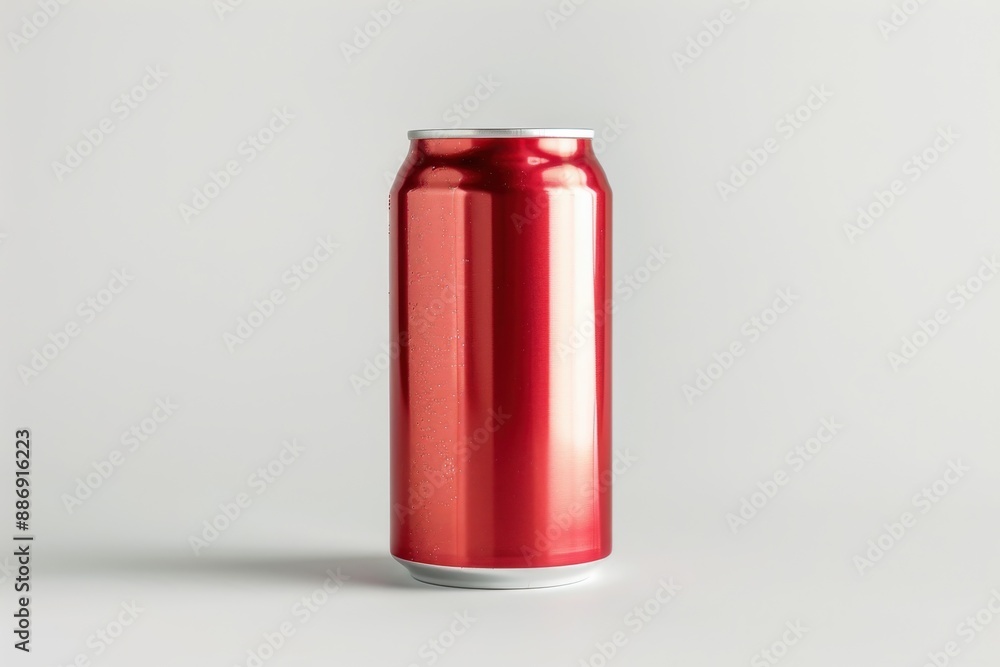 Blank aluminum drink can on white backdrop for product mockup Blank aluminum drink can on white backdrop for product mockup