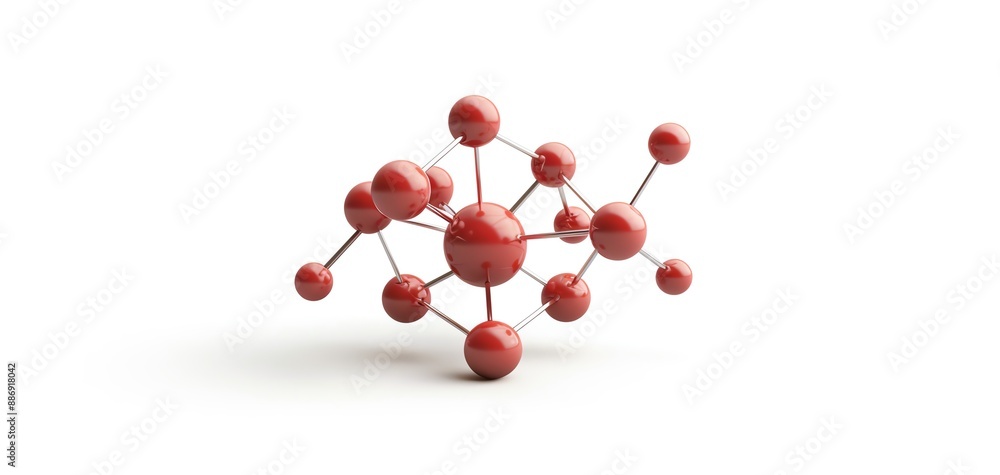 Abstract red spheres connected by lines, representing a molecule or network. Abstract red spheres connected by lines, representing a molecule or network.