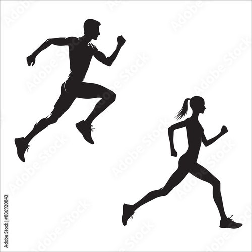 silhouettes of running pose on clean vector 