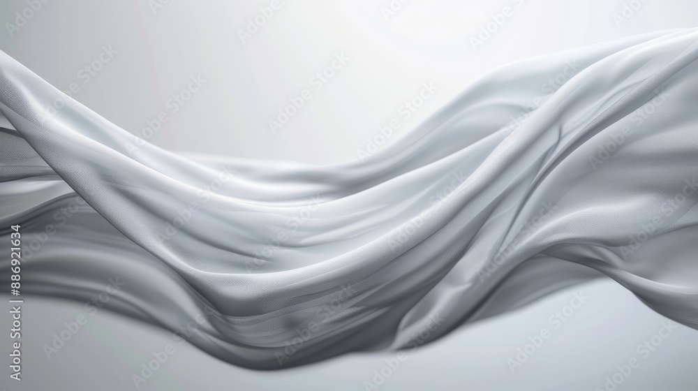 Obraz premium A white fabric flutters against a gray backdrop, reflecting light beneath as it catches the wind
