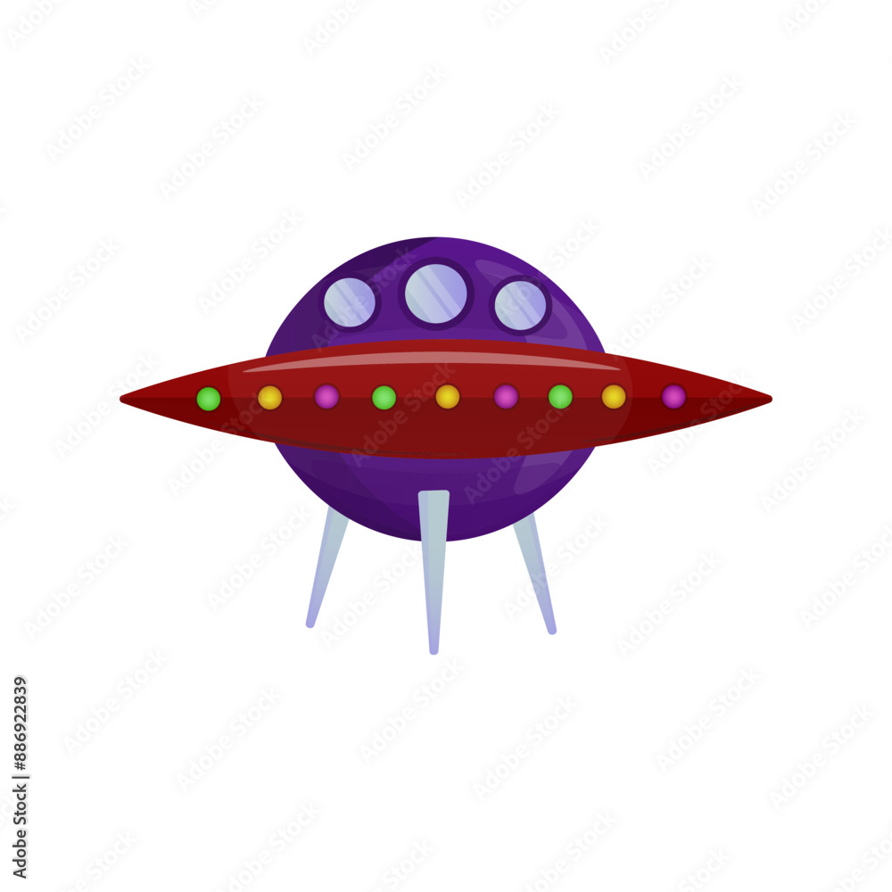New Year's flying saucer on a white background.vector illustration New Year's flying saucer on a white background.vector illustration