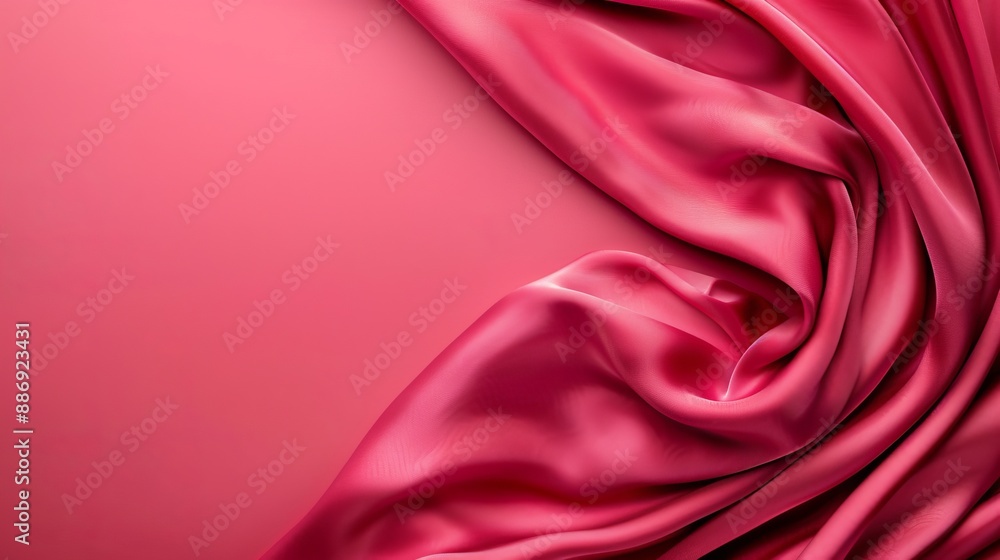 Fototapeta premium A close-up of a pink background with a satin drape centrally positioned Another image features only a pink background, but still with a satin drape in the center
